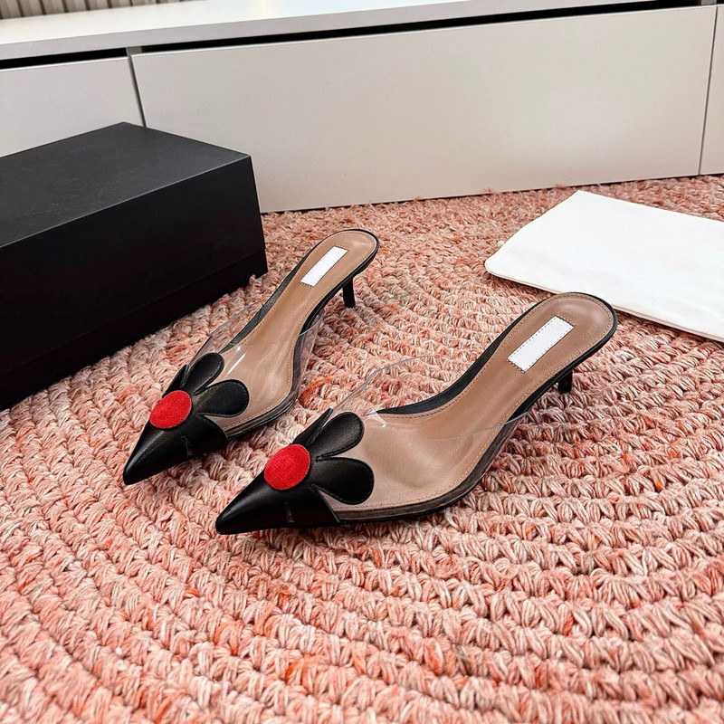 Casual Sandal Leather - Genuine Leather French Heart-Shaped Transparent Slippers