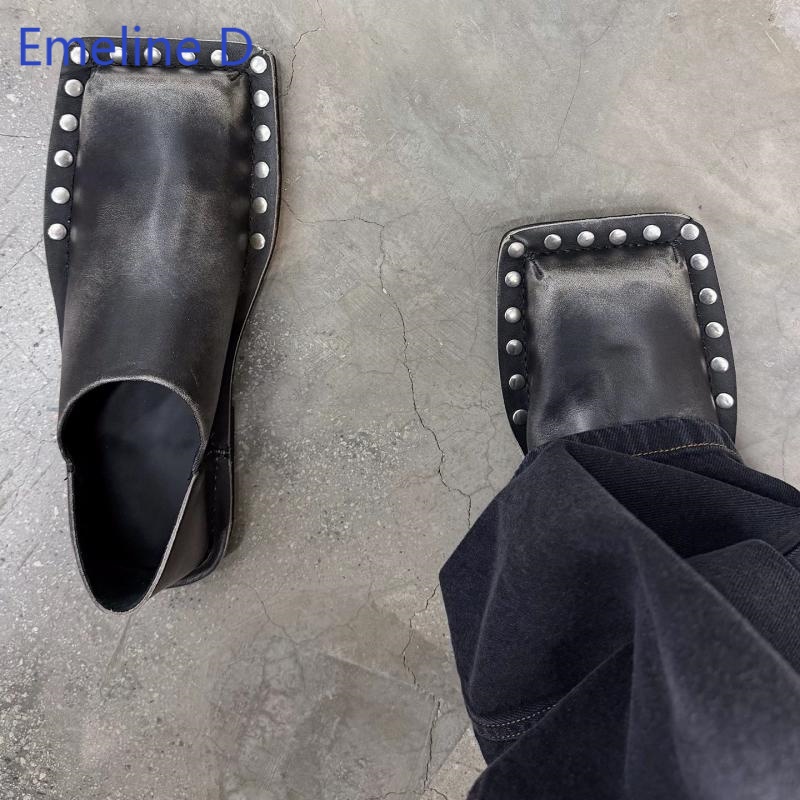Unisex Square Toe Mule Slides  - đánh giá và giá Flip Flop Leather Men