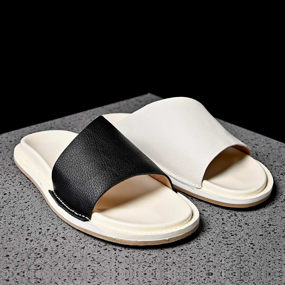 High Quality Soft Men Genuine  - đánh giá và giá Flip Flop Leather Men