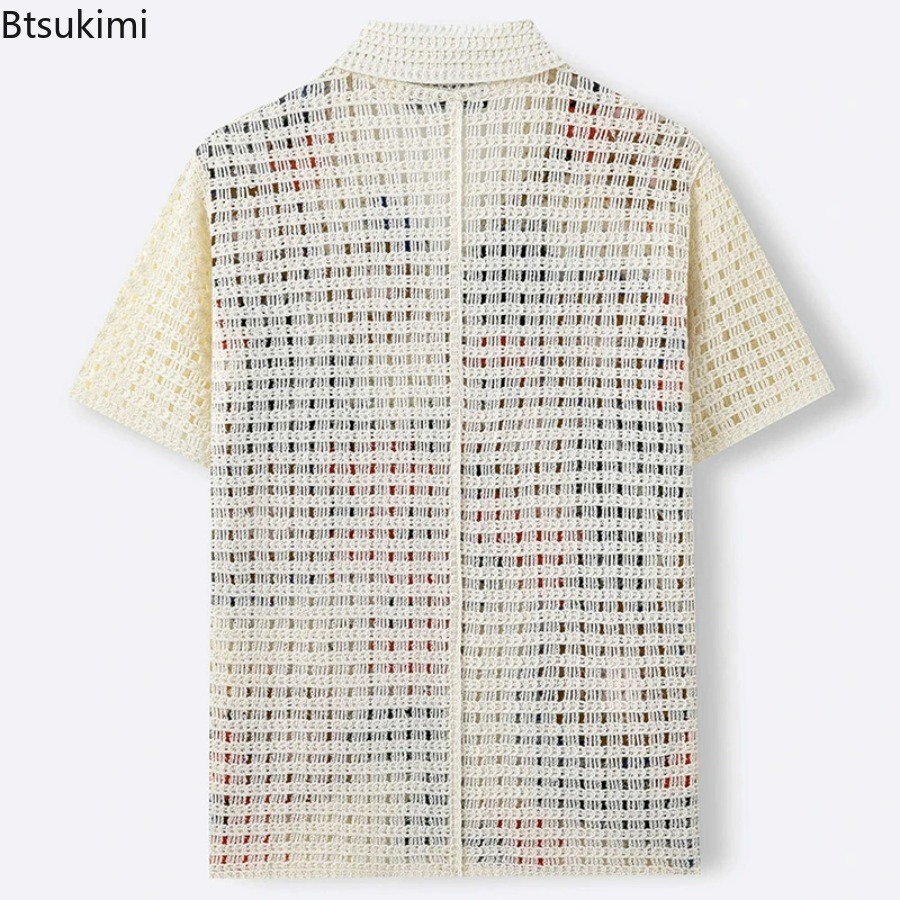 Men's Retro Floral Crochet Kni - đánh giá và giá Shirt Camp Collar